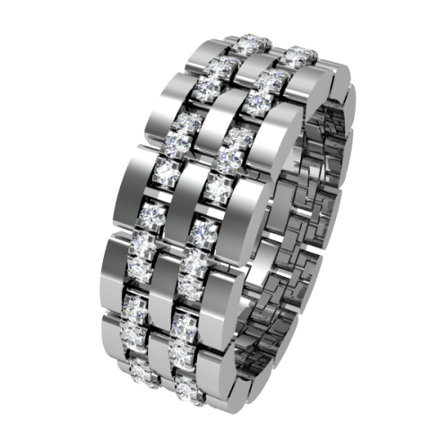 Кольцо обручальное с дорожкой из бриллиантов NM10J
