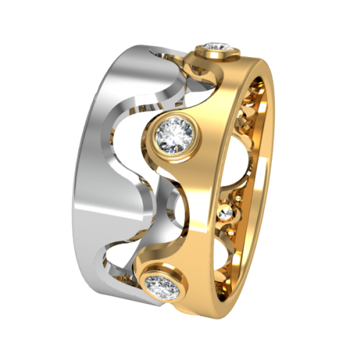 Комбинированное обручальное кольцо с бриллиантами NM12J
