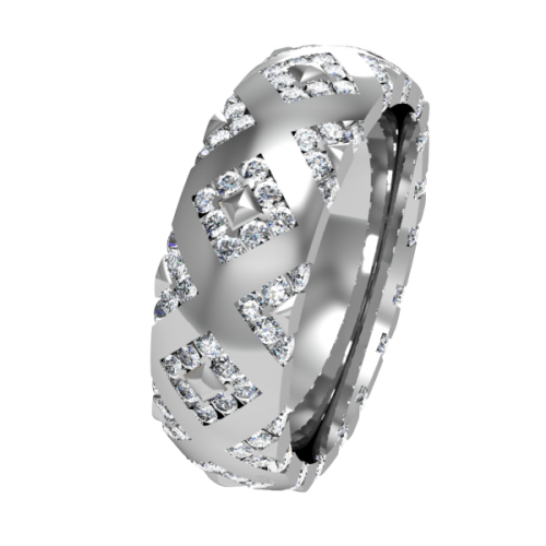 Кольцо обручальное с россыпью бриллиантов NM20J