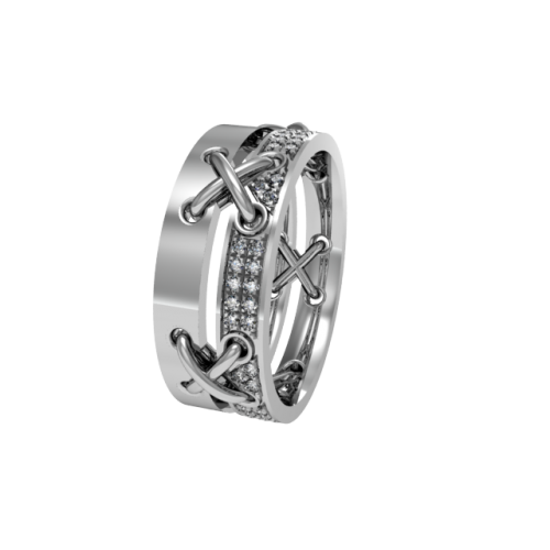 Комбинированное обручальное кольцо с бриллиантами NM22J