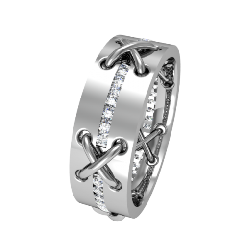 Комбинированное обручальное кольцо с бриллиантами NM23J
