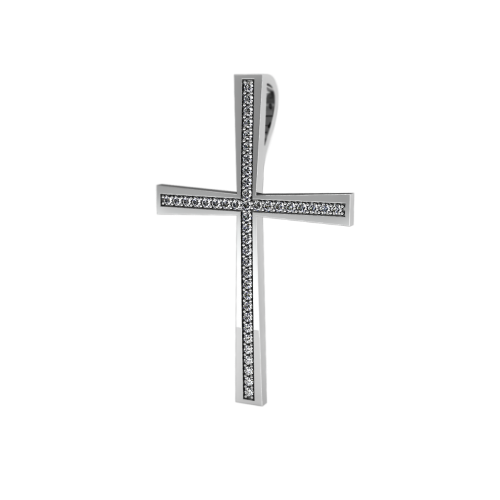 Крест из белого золота с бриллиантами 