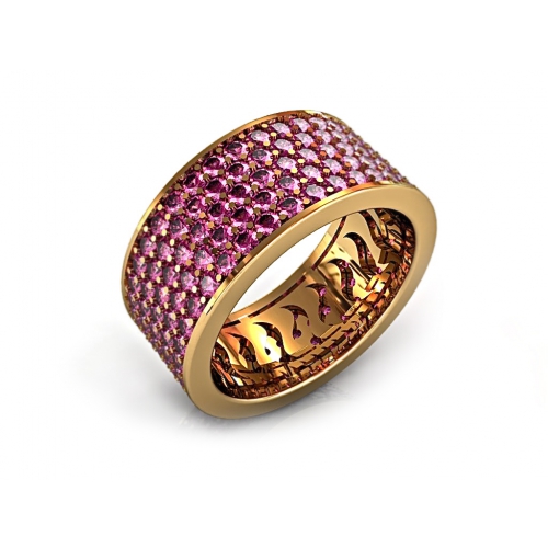 Кольцо из розового золота с сапфирами 