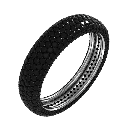 Кольцо обручальное с черными бриллиантами NM25M
