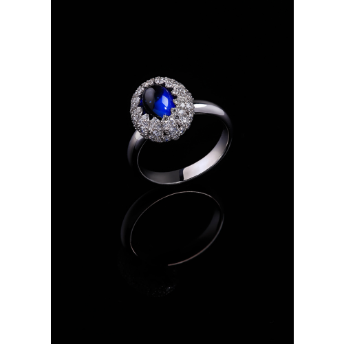 Эксклюзивное кольцо с сапфиром и бриллиантами Illusion