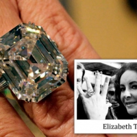 Бриллиант в 33,19 карата украшает легендарное, самое дорогое в истории помолвочное кольцо, принадлежавшее Элизабет Тейлор.